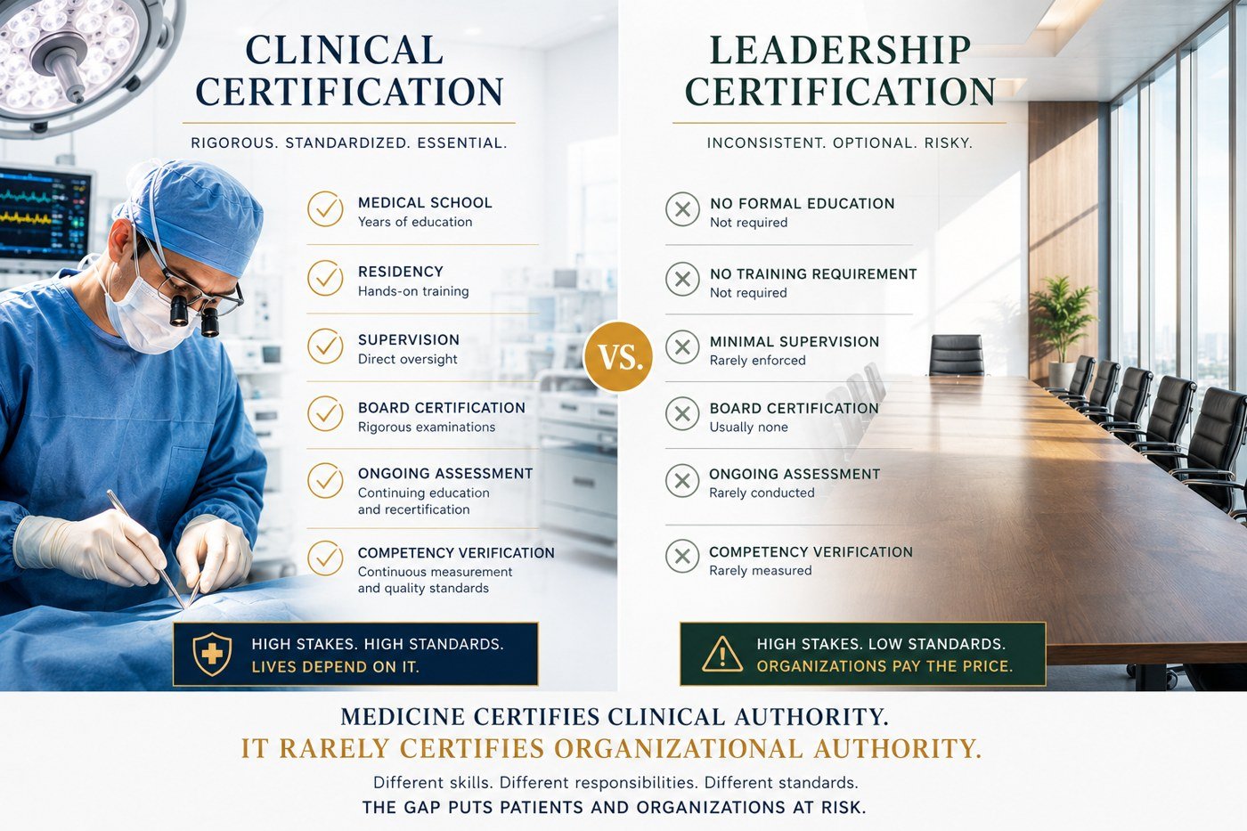 Clinical certification compared with leadership certification